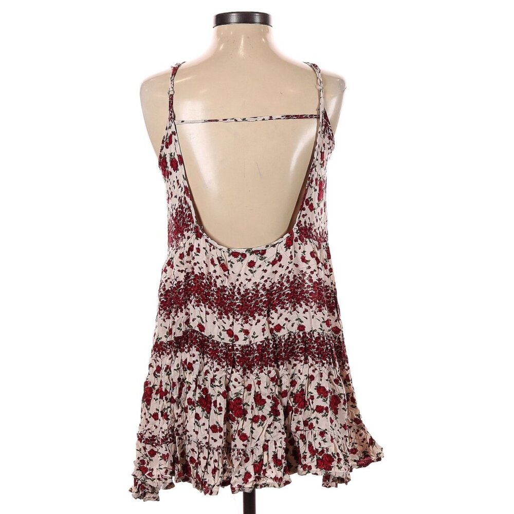 Y2K RARE Brandy Melville Floral Burgundy Cream Mini Slip Dress | Boho Coquette - Picture 2 of 11
